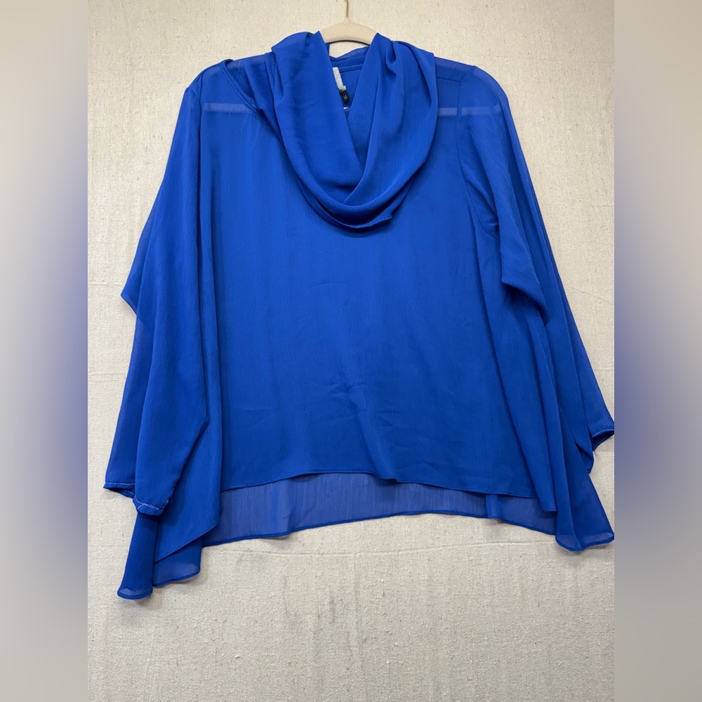Blue Loose-Fit Blouse with Large Collar